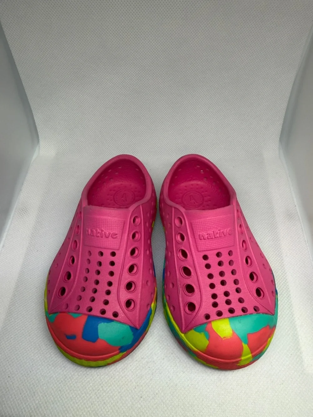 Native Slip-On Water Shoes Hot Pink Multicolor Toe and Trim Toddler Size C 4